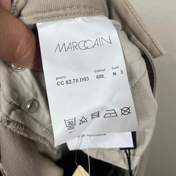 Marc Cain Womens 3/8 US Khaki Straight Leg Jeans Pants Tan Cotton Blend Pockets - Picture 14 of 15